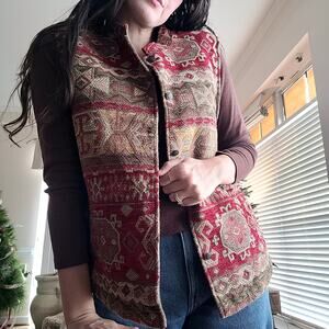 Western Boho Turkish Rug Vest Sz L